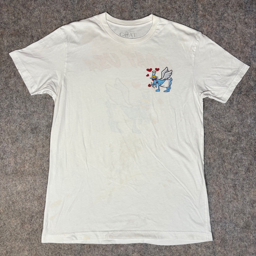 Goat USA T Shirt Mens M White Cupid Angel Goat Graphic Short Sleeve Cotton *READ